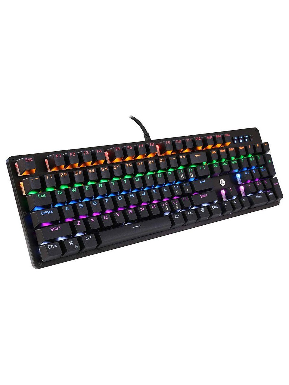 HP GK100F Mekanik Gaming Klavye Rgb Işıklı Kablolu Klavye Şık Zarif Modern Tasarım Türkçe Q Klavye